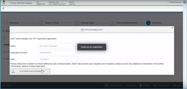 taxpayer acknoledgement